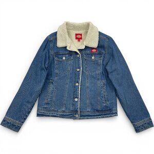 Dickies Sherpa Lined Denim Jean Trucker Blue Jacket Men's Small